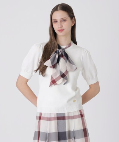 アセテートコットンニットリボンプルオーバー