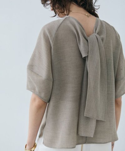 LIATRIS / バックリボン ハーフスリーブブラウス