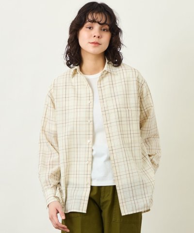 GREY LABEL ボイルチェックレギュラーカラーシャツ