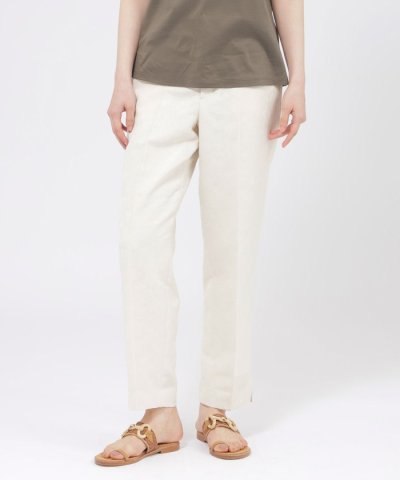 【ウォッシャブル】リネンライクストレッチジャカード　パンツ