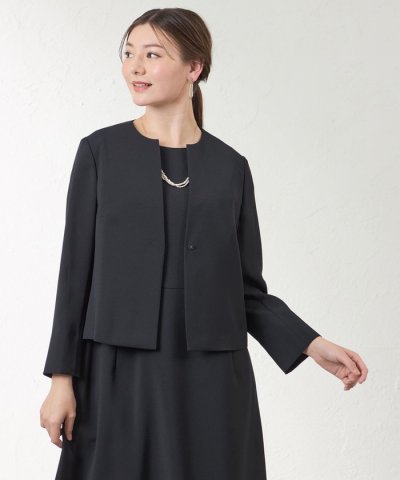 リネンライク キーネックジャケット