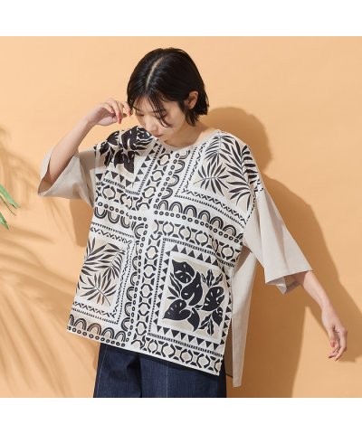 ピサーノ PISANO 【手洗いOK】ボタニカルプリントリラックスブラウス