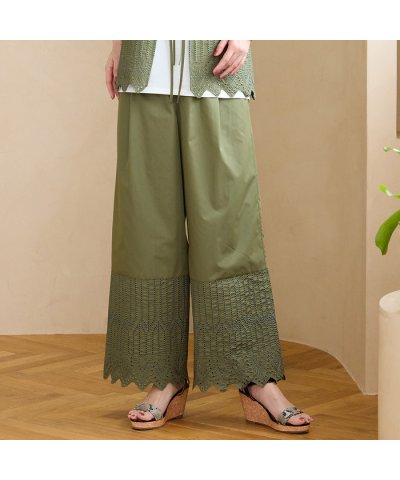 ピサーノ PISANO 【手洗いOK・セットアップ対応】カットワーク刺繍タックワ