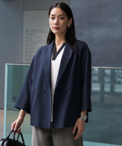 ドライアセテートスラブ 8分袖ジャケット