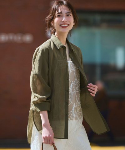 リネンミックスシアースラブ オーバーシャツ