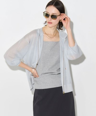 シャイニーシアーニット ジップアップ パーカー