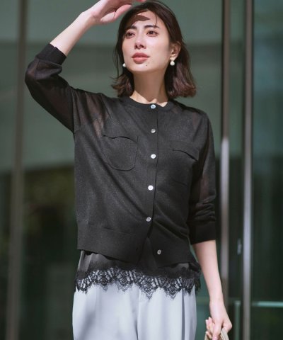 【WEB&一部店舗限定カラーあり】シャイニーシアー フラップポケット カーディガ