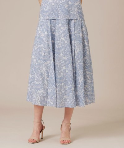 リーフプリントタックギャザースカート