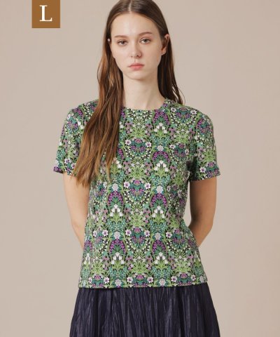 【L】ボタニカルウォールプリントTシャツ