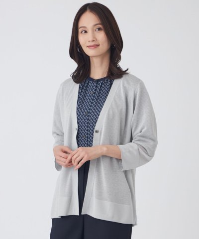 【ウォッシャブル】シャイニーシアーニットカーディガン