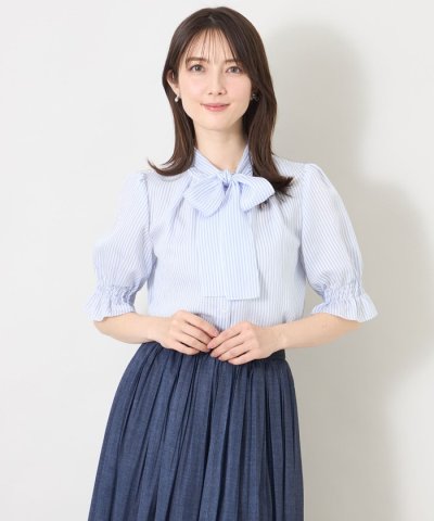 シルキーサッカー ボウタイブラウス