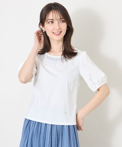 ビジュー＆ホットフィックス カットソー