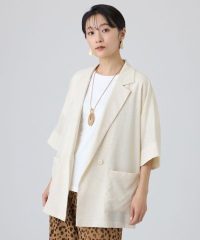 【カタログ掲載・マシンウォッシャブル】ドライスラブハーフスリーブジャケット