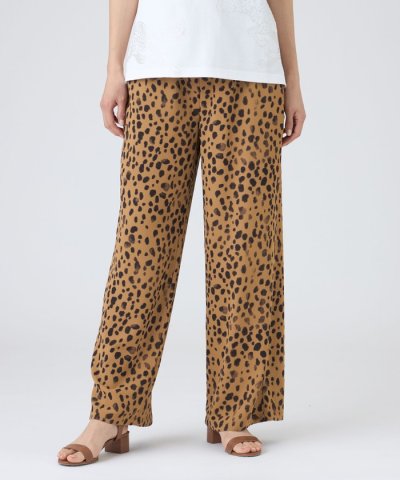 【カタログ掲載・吸水速乾・マシンウォッシャブル】チータープリントセミワイドパンツ