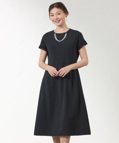 リネンライク フィットアンドフレアワンピース