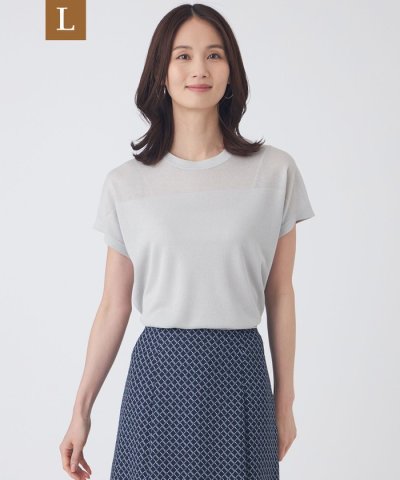 【L】【ウォッシャブル】シャイニーシアーニットプルオーバー