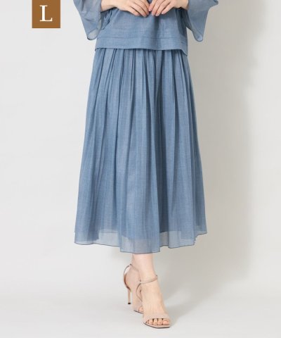 【L】デニムプリント エアリープリーツスカート