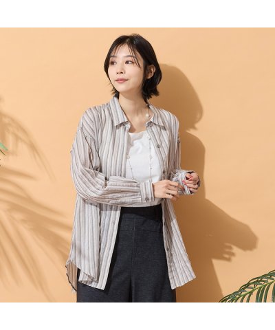 ピサーノ PISANO 【手洗いOK】マルチストライプ柄シャツ