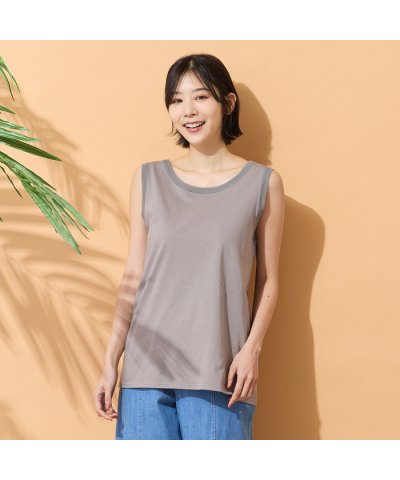 ピサーノ PISANO 【手洗いOK・身頃綿100％】2Wayチュール配色タンク