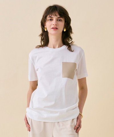 【定番・再入荷】TORENIA / レザーポケットコットンクルーネックTシャツ