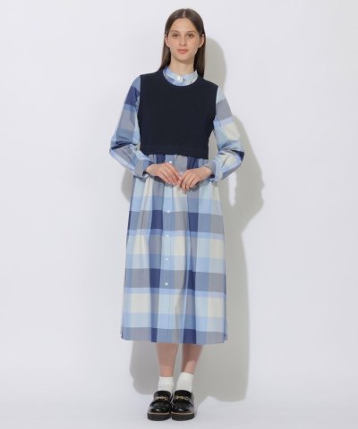 【WEB限定】クレストブリッジチェックニットコンビドレス