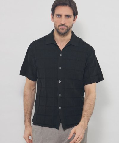 オープンカラーアイレットニット