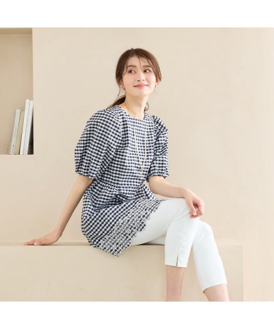 ローズティアラ RoseTiara スカラ刺繍チュニック/ ギンガムチェック