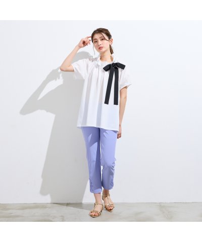 ローズティアラ RoseTiara 【接触冷感】ギャザーリボンブラウス