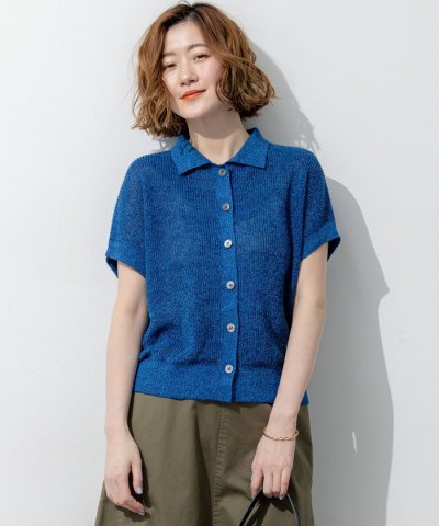 ピュアリネン ハーフスリーブ ポロニット