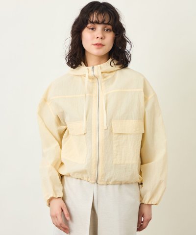 GREY LABEL シアーフーデッドブルゾン