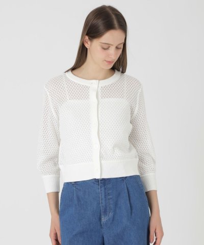 格子レースカーディガン