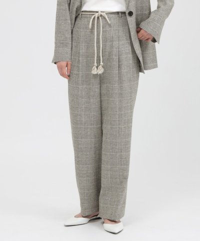 【eclat掲載】【ウォッシャブル】チェックリネン　パンツ