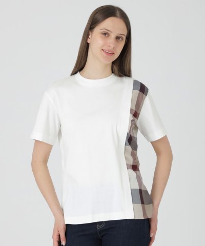 【一部店舗限定】コンパクトスムースパーシャルチェックTシャツ