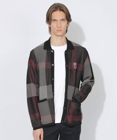 【WEB限定】クレストブリッジチェックメッシュニットカーディガン