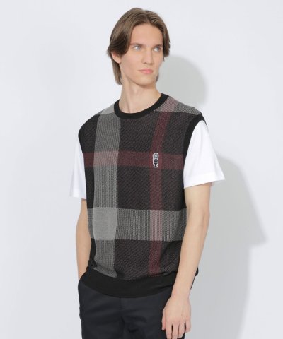 【WEB限定】クレストブリッジチェックメッシュニットベスト