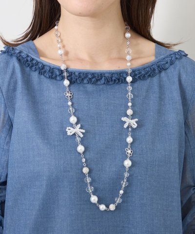 リボン＆フラワーネックレス