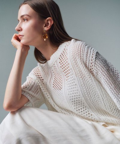 ATACAM / パターンメッシュ ハーフニット