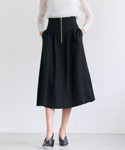BERNARD / リネン混 ゴールドジップ ハイウエススカート