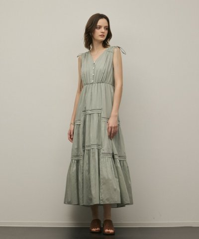 コットンシルクティアードワンピース