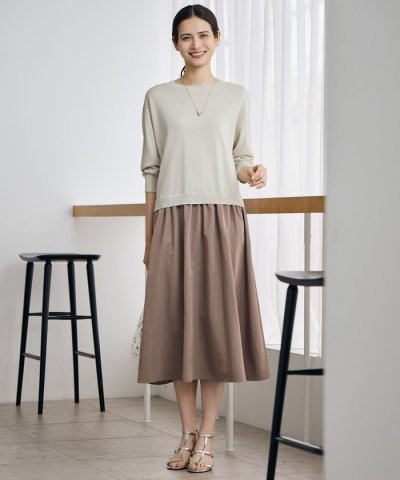 【人気異素材コンビの最新作・前後着用可】タフタコンビ ワンピース