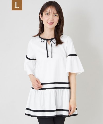【L】バイカラーカットソー チュニック