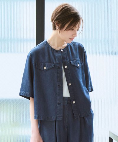 ナチュラルソフトデニム クロップドジャケット