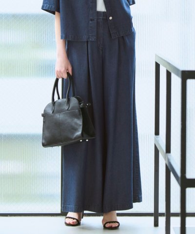 ナチュラルソフトデニム タックワイドパンツ