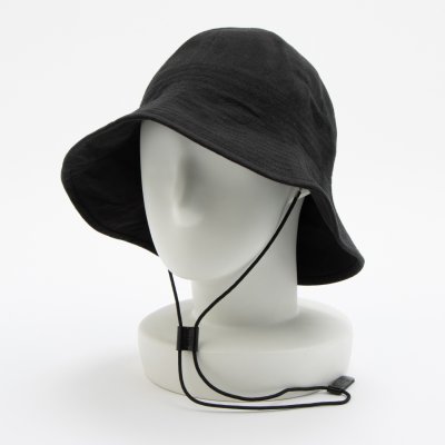 【洗える】麻チューリップハット 帽子 ロゴ ワンポイント あご紐付き サイズ調整