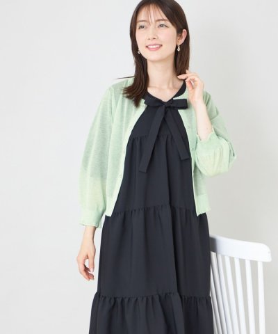 シアーギャザースリーブ カーディガン