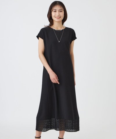 【ウォッシャブル】クロッシュケミカルレースコンビワンピース