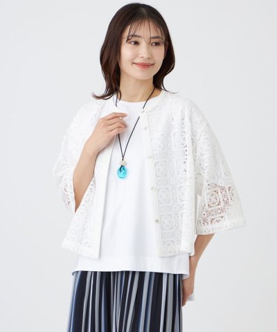 【ウォッシャブル】クロッシュケミカルレースコンビブラウス