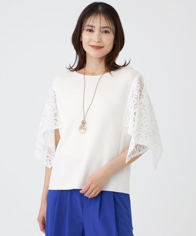 【ウォッシャブル】クロッシュケミカルレースコンビニットプルオーバー