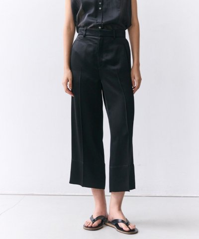 CASSITER / リネンブレンド サテンクロップドパンツ