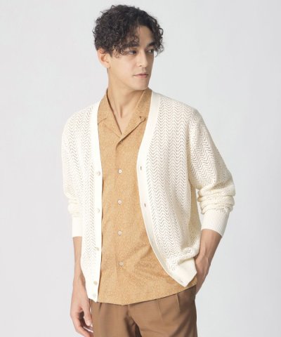 【COLLECTION LINE】アイレットヘリンボーン/Vネックカーディガン